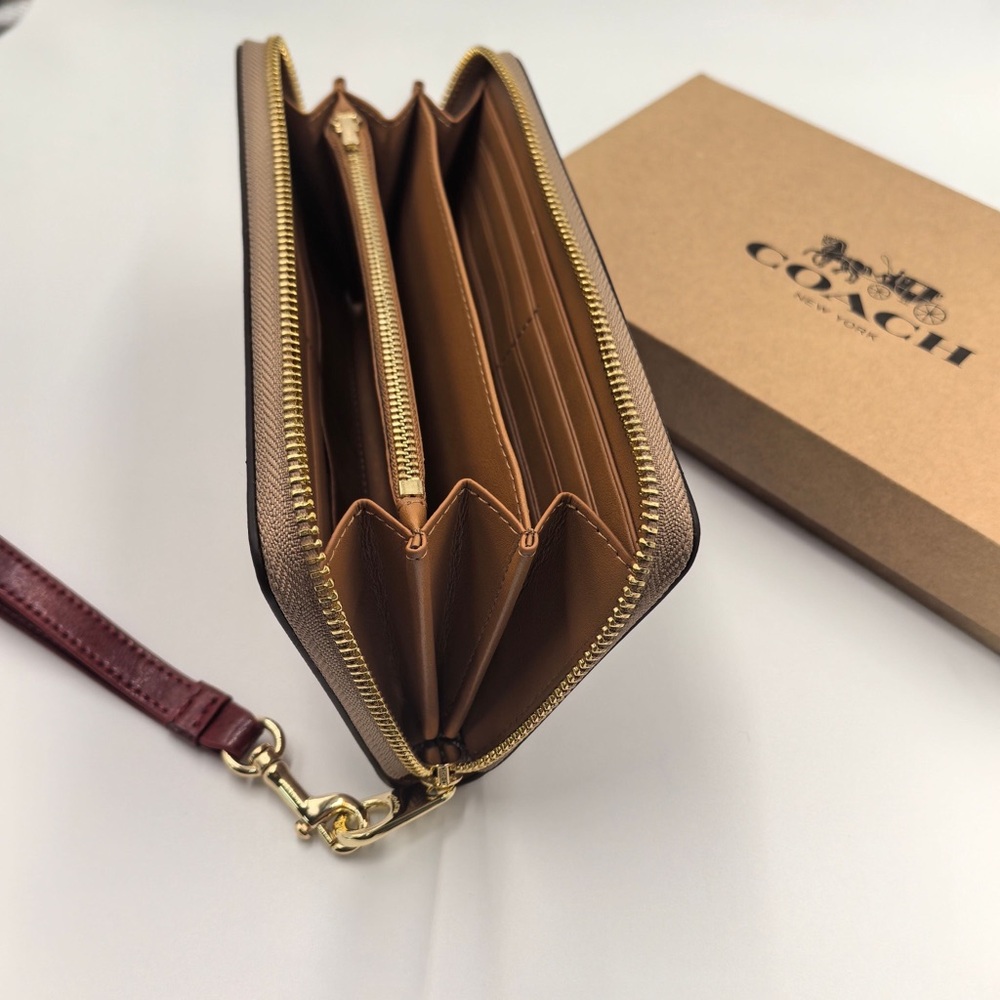 COACH Signature Cherry Print Long Wallet with Wrist Strap - Picture 5 of 8